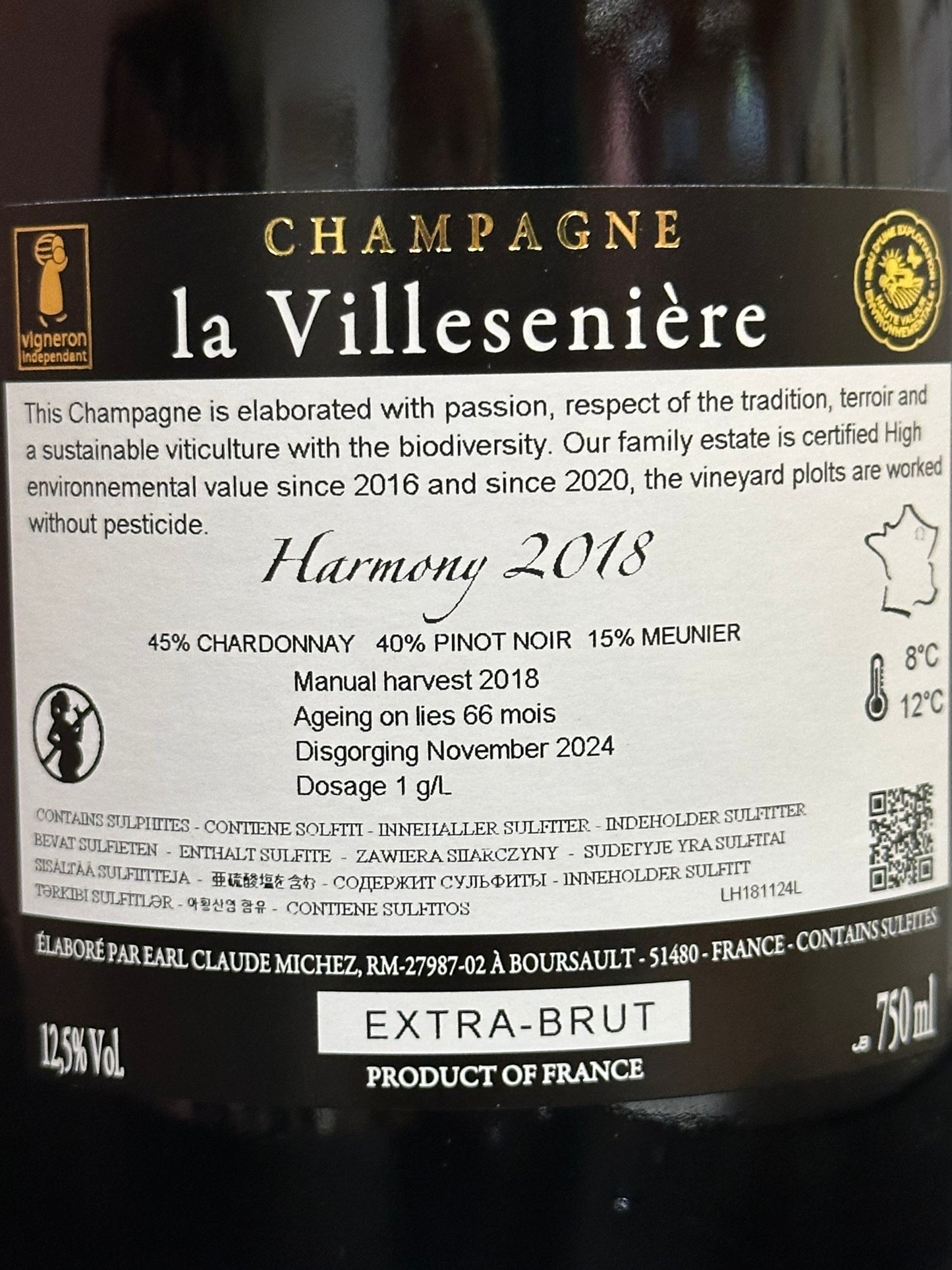 La Villeseniere "Harmony" Champagner Extra-Brut 2018