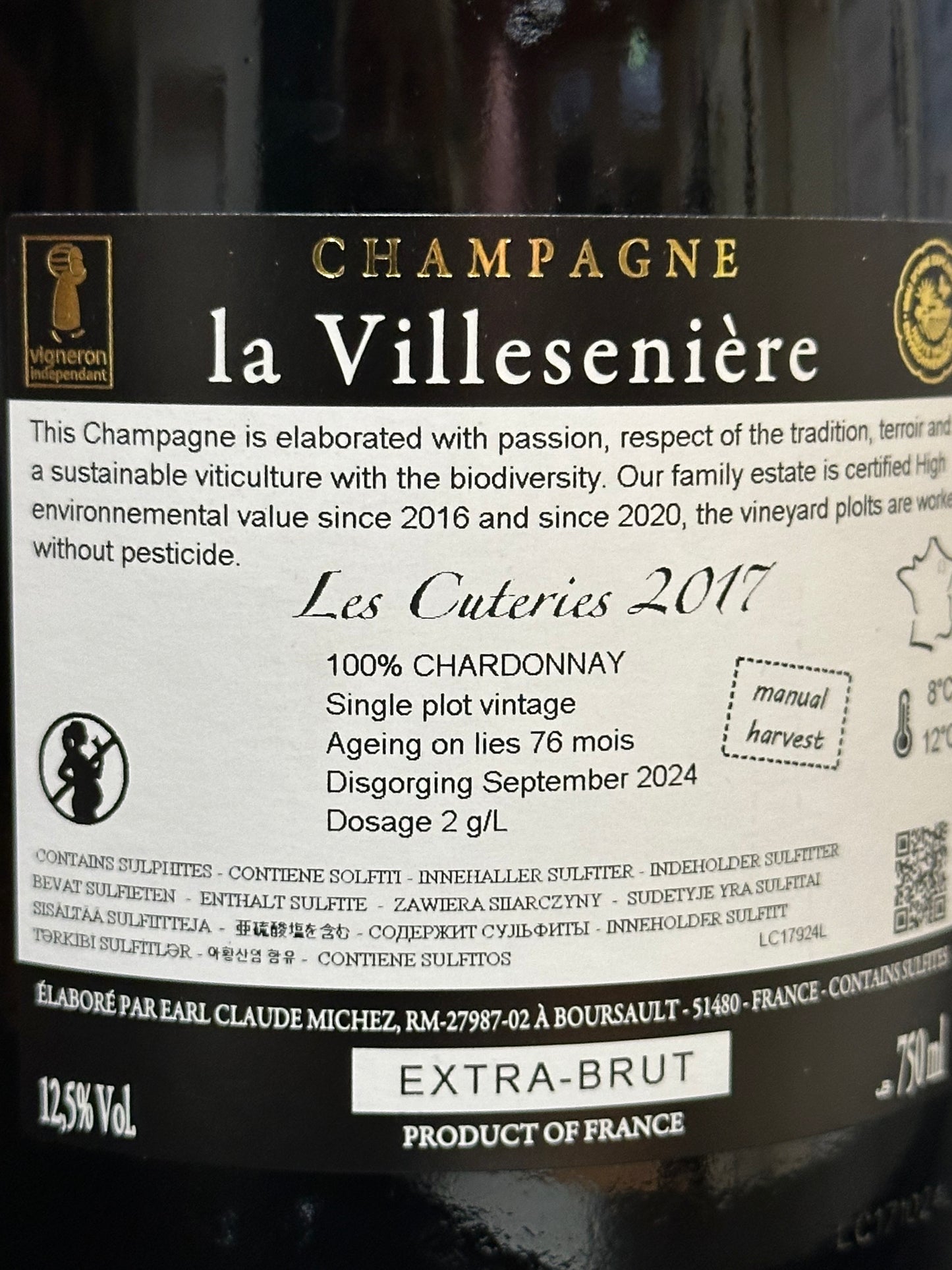 La Villeseniere "Les Cuteries" Champagner Extra-Brut 2017